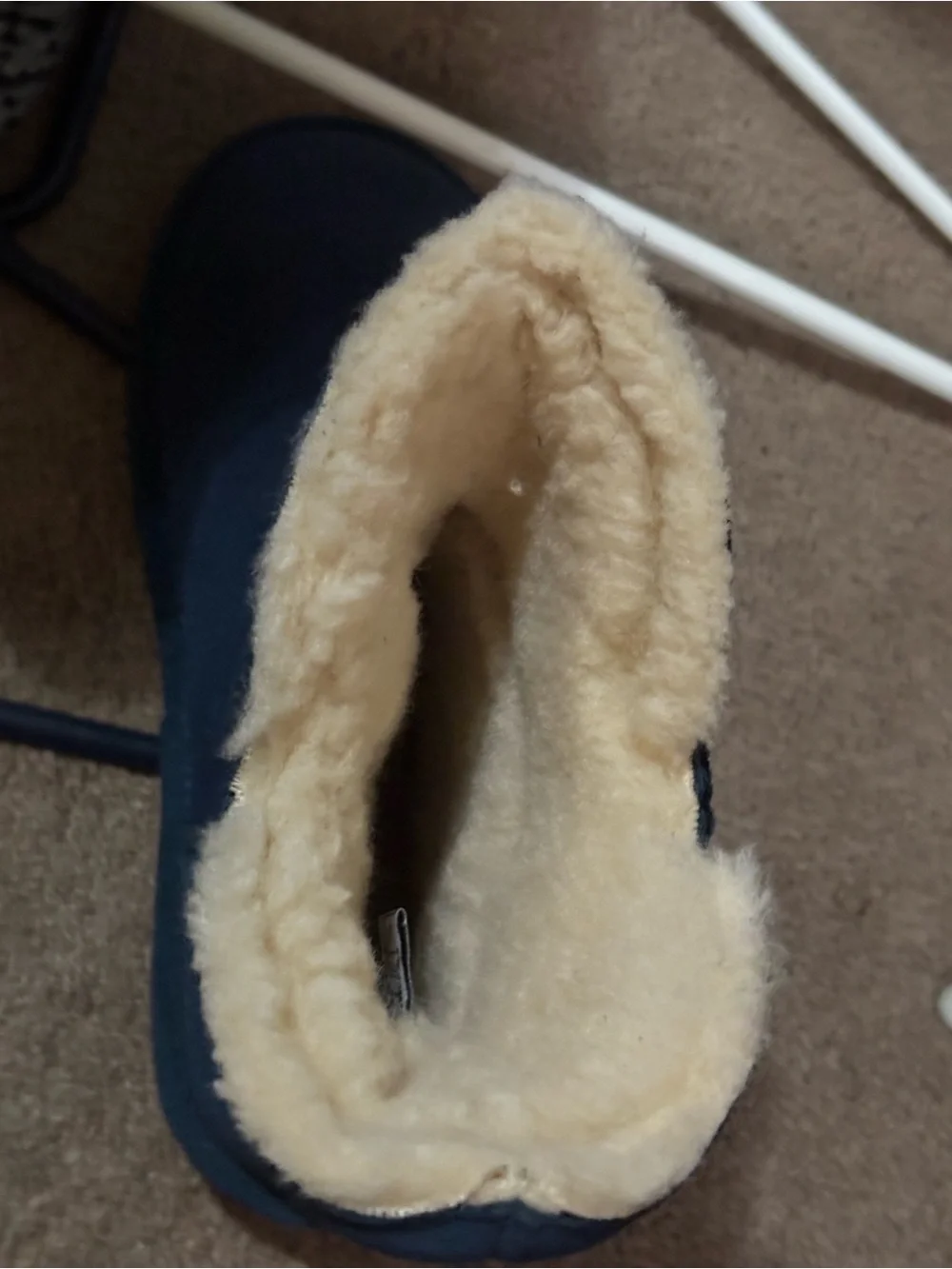 BearPaw Navy Suede Shearling Boot with Beaded Trim